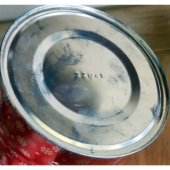 Vintage 7" Hills Brothers / Bros Coffee Can Red Atomic MCM Snowflakes W/ Lid - Picture 10 of 16